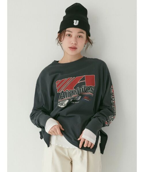 Ungrid(アングリッド)の「ロゴロングスリーブTee(Tシャツ/カットソー・レディース・ピンク/チャコールグレー/オフホワイト・FREE)」の19枚目の写真