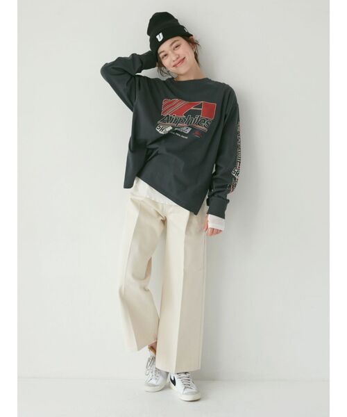 Ungrid(アングリッド)の「ロゴロングスリーブTee(Tシャツ/カットソー・レディース・ピンク/チャコールグレー/オフホワイト・FREE)」の21枚目の写真