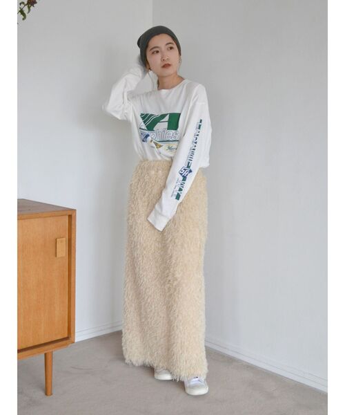 Ungrid(アングリッド)の「ロゴロングスリーブTee(Tシャツ/カットソー・レディース・ピンク/チャコールグレー/オフホワイト・FREE)」の4枚目の写真