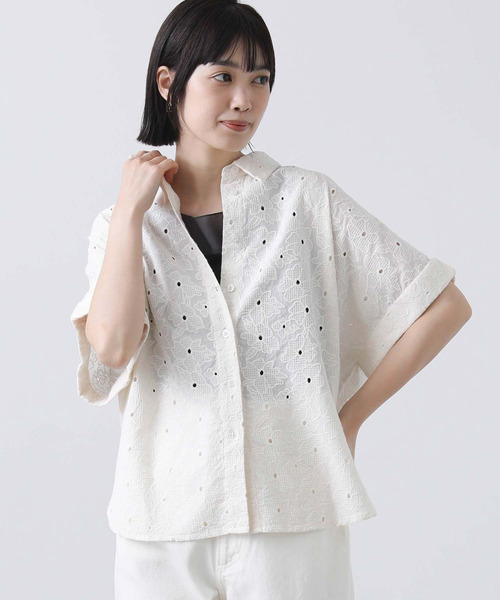 numph(ニンフ)の「Numph刺繍レースブラウス(シャツ/ブラウス・レディース・イエロー/オフホワイト・FREE)」の7枚目の写真
