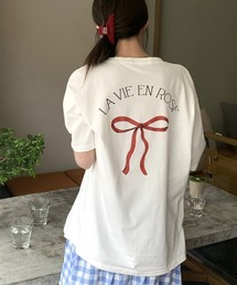 LAC-VERT（ラック・ヴェール）の「LA VEI EN ROSEリボンTシャツ（Tシャツ/カットソー）」