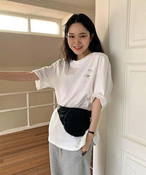 LAC-VERT（ラック・ヴェール）の「LA VEI EN ROSEリボンTシャツ（Tシャツ/カットソー・レディース・ホワイト/グレー/ブラック・FREE）」の16枚目の写真