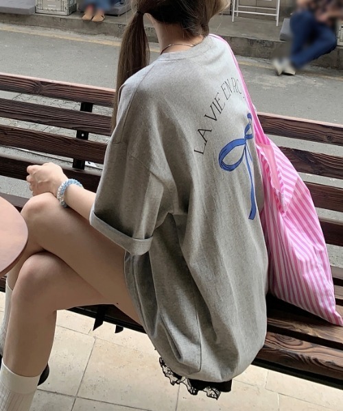 LAC-VERT（ラック・ヴェール）の「LA VEI EN ROSEリボンTシャツ（Tシャツ/カットソー・レディース・ホワイト/グレー/ブラック・FREE）」の22枚目の写真