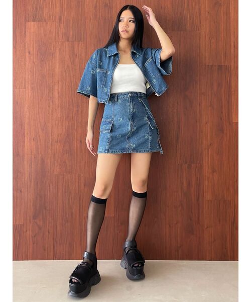 EMODA（エモダ）の「ハングベルトデニムスカート（デニムスカート・レディース・グレー/ライトブルー/ブラック・MEDIUM/SMALL）」の19枚目の写真