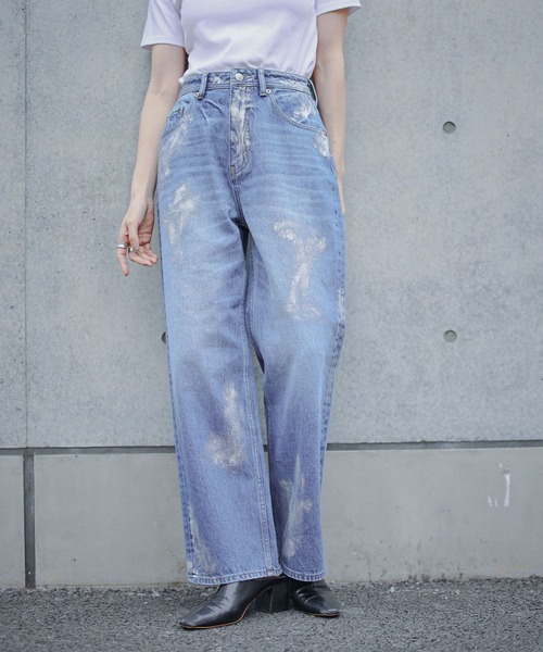 RAGEBLUE（レイジブルー）の「ラインストーン/箔プリント デザインデニムパンツ（デニムパンツ・レディース・ブルー系3/ブルー系2・FREE）」の3枚目の写真