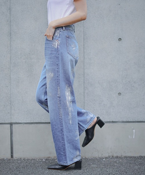 RAGEBLUE（レイジブルー）の「ラインストーン/箔プリント デザインデニムパンツ（デニムパンツ・レディース・ブルー系3/ブルー系2・FREE）」の5枚目の写真