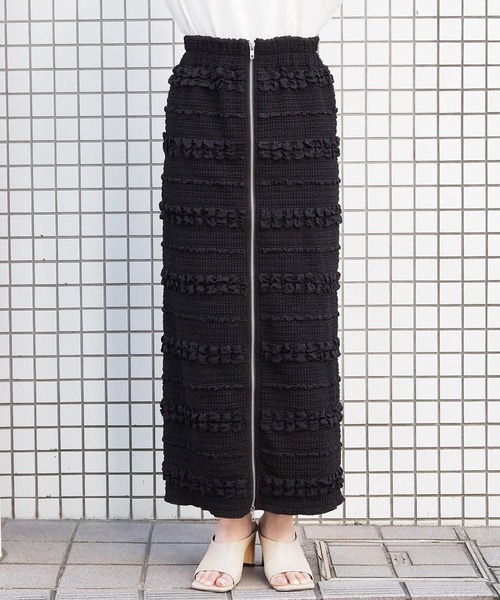 tiptop（ティップトップ）の「[WEB限定Sサイズあり]ダブルジップふくれジャガード前後2wayナロースカート（スカート・レディース・アイボリー/ブラック・S/M）」の19枚目の写真