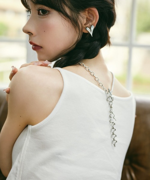 MIEL CRISHUNANT（ミエルクリシュナ）の「カップ付きサイドボタンノースリーブトップス（キャミソール・レディース・ライトブルー/ブラック/杢グレー/ホワイト・FREE）」の20枚目の写真