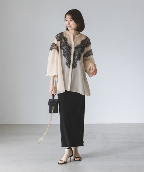 Noble（ノーブル）の「《追加》トタンテレコタイトスカート 14（スカート・レディース・ブルー/ライトグレー/モカ/ブラック・40/38/36）」の7枚目の写真