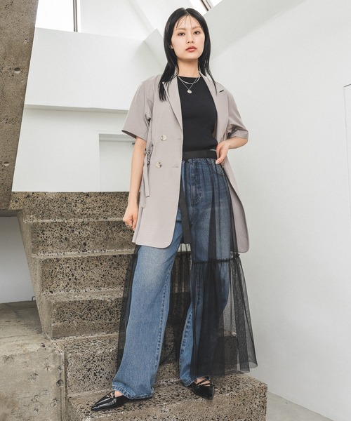 PAGEBOY（ページボーイ）の「チュールレースカバースカート（スカート・レディース・オフホワイト/チャコールグレー/ブラック・FREE）」の6枚目の写真