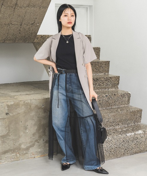 PAGEBOY（ページボーイ）の「チュールレースカバースカート（スカート・レディース・オフホワイト/チャコールグレー/ブラック・FREE）」の7枚目の写真