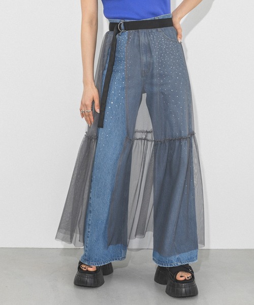 PAGEBOY（ページボーイ）の「チュールレースカバースカート（スカート・レディース・オフホワイト/チャコールグレー/ブラック・FREE）」の18枚目の写真