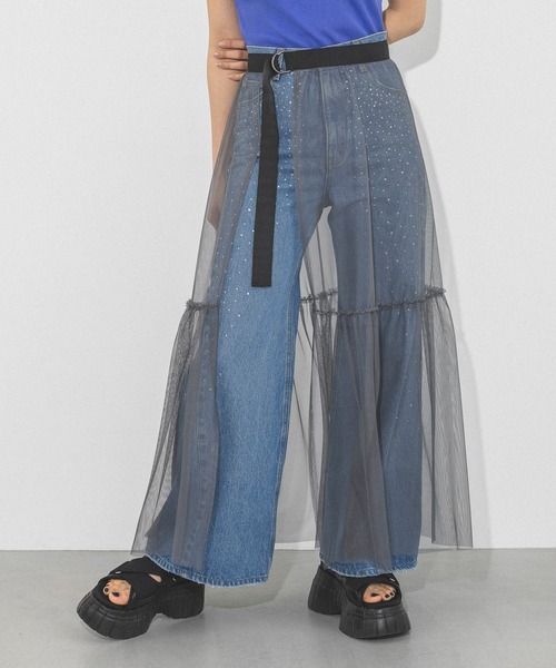 PAGEBOY（ページボーイ）の「チュールレースカバースカート（スカート・レディース・オフホワイト/チャコールグレー/ブラック・FREE）」の19枚目の写真