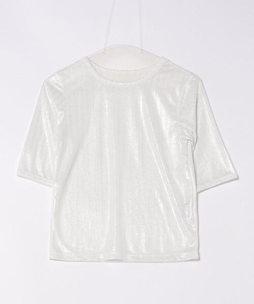 TITE IN THE STORE（ティテ　インザ　ストア）の「ラメリブ５分袖Tシャツ（Tシャツ/カットソー・レディース・ブラック/オフホワイト・38）」の11枚目の写真