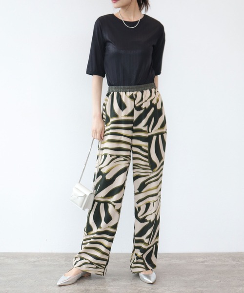 TITE IN THE STORE（ティテ　インザ　ストア）の「ラメリブ５分袖Tシャツ（Tシャツ/カットソー・レディース・ブラック/オフホワイト・38）」の9枚目の写真