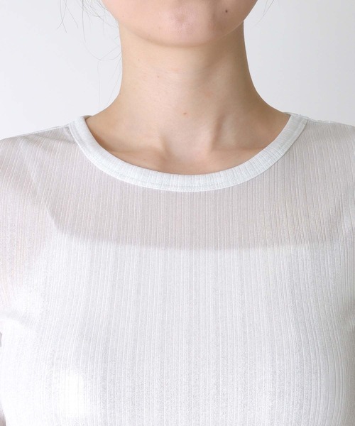 TITE IN THE STORE（ティテ　インザ　ストア）の「ラメリブ５分袖Tシャツ（Tシャツ/カットソー・レディース・ブラック/オフホワイト・38）」の15枚目の写真