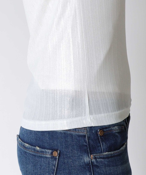 TITE IN THE STORE（ティテ　インザ　ストア）の「ラメリブ５分袖Tシャツ（Tシャツ/カットソー・レディース・ブラック/オフホワイト・38）」の17枚目の写真