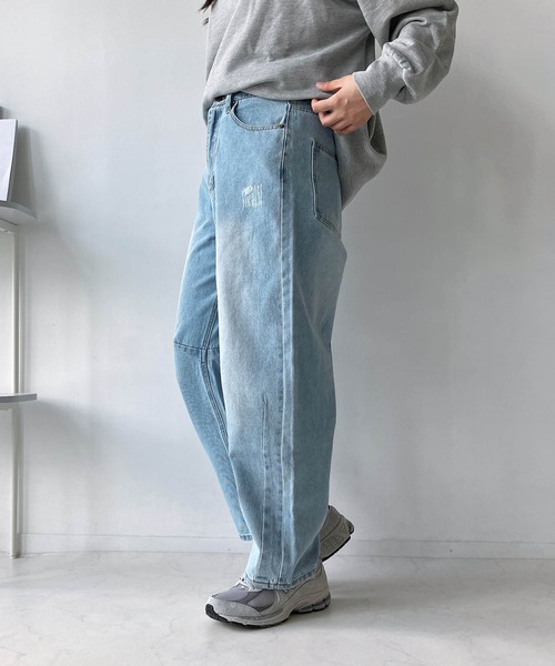 AS KNOW AS plus（アズノゥアズプラス）の「◎バレルシルエット デザインカーブデニムパンツ（デニムパンツ・レディース・ブラック/サックスブルー/ケミカルウォッシュ・FREE）」の10枚目の写真