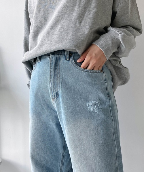 AS KNOW AS plus（アズノゥアズプラス）の「◎バレルシルエット デザインカーブデニムパンツ（デニムパンツ・レディース・ブラック/サックスブルー/ケミカルウォッシュ・FREE）」の9枚目の写真