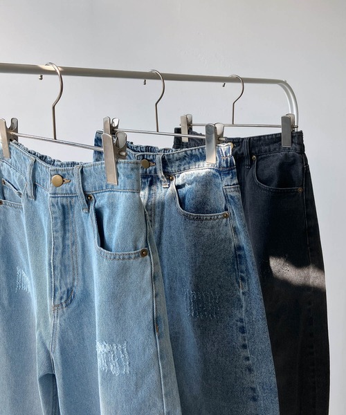 AS KNOW AS plus（アズノゥアズプラス）の「◎バレルシルエット デザインカーブデニムパンツ（デニムパンツ・レディース・ブラック/サックスブルー/ケミカルウォッシュ・FREE）」の21枚目の写真