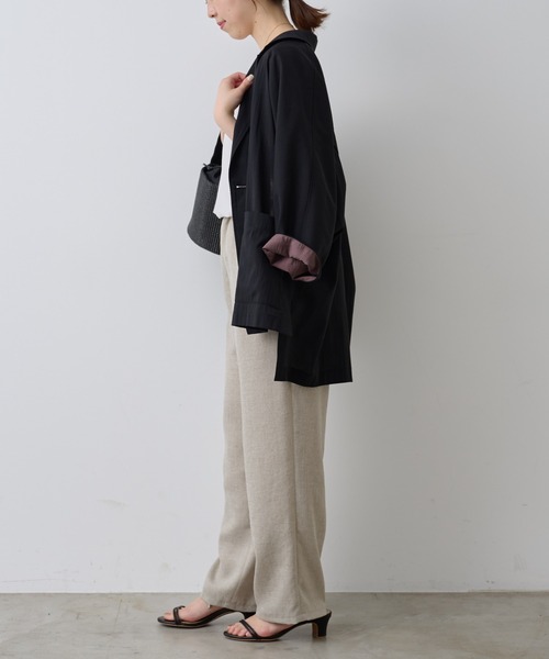 BEARDSLEY（ビアズリー）の「《LIVETART・3サイズ展開・洗える》麻調合繊ストレートパンツ（その他パンツ・レディース・グレー/ベージュ・S/L/M）」の14枚目の写真