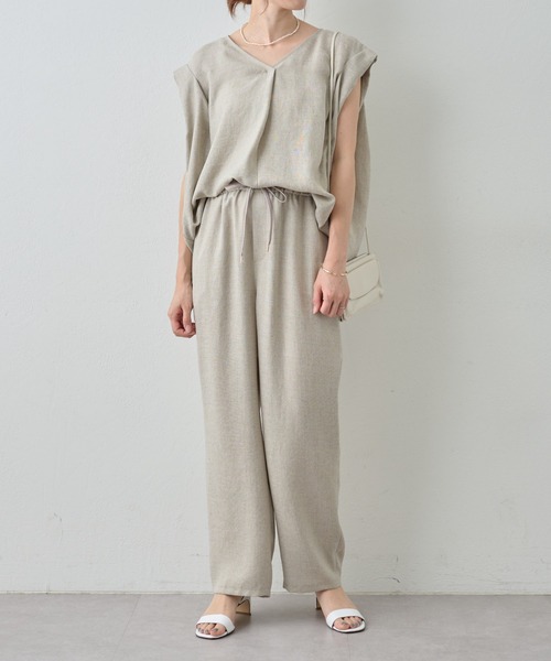 BEARDSLEY（ビアズリー）の「《LIVETART・3サイズ展開・洗える》麻調合繊ストレートパンツ（その他パンツ・レディース・グレー/ベージュ・S/L/M）」の6枚目の写真