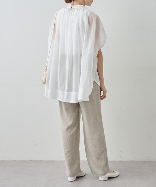 BEARDSLEY（ビアズリー）の「《LIVETART・3サイズ展開・洗える》麻調合繊ストレートパンツ（その他パンツ・レディース・グレー/ベージュ・S/L/M）」の9枚目の写真