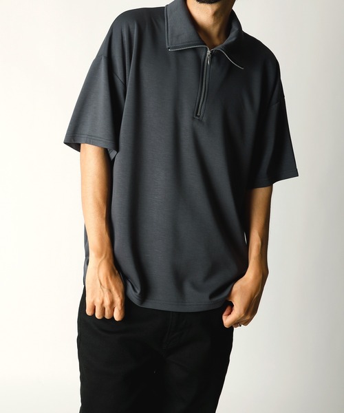 INASTUDIOS ZOO（イーナストゥディオスズー）の「「INASTUDIOS SELECT」ダンボールニット ハーフジップ Tシャツ（Tシャツ/カットソー・メンズ・ホワイト/ブラック/チャコールグレー・MEDIUM/LARGE/X-LARGE）」の3枚目の写真