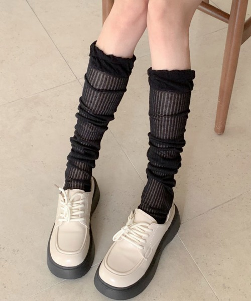 VIVID LADY（ビビッドレディー）の「シアーレグウォーマー ソックス バレエコア 全4色（ソックス/靴下・レディース・ホワイト/ピンク/ブラック/グレー・FREE）」の17枚目の写真