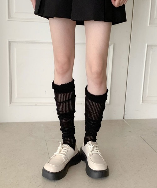 VIVID LADY（ビビッドレディー）の「シアーレグウォーマー ソックス バレエコア 全4色（ソックス/靴下・レディース・ホワイト/ピンク/ブラック/グレー・FREE）」の18枚目の写真