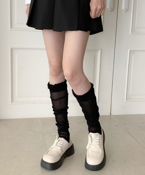 VIVID LADY（ビビッドレディー）の「シアーレグウォーマー ソックス バレエコア 全4色（ソックス/靴下・レディース・ホワイト/ピンク/ブラック/グレー・FREE）」の8枚目の写真