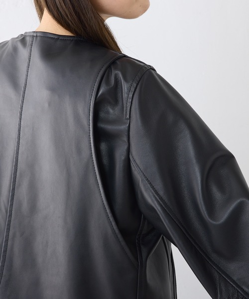 PUAL CE CIN（ピュアルセシン）の「【24AW】ラムレザーノーカラー