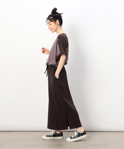 ONIGIRI（オニギリ）の「【 速乾 】裏毛ナロースカート/セットアップ対応（スカート・レディース・ブラウン/ベージュ/ネイビー・FREE）」の10枚目の写真