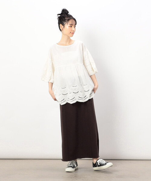 ONIGIRI（オニギリ）の「【 速乾 】裏毛ナロースカート/セットアップ対応（スカート・レディース・ブラウン/ベージュ/ネイビー・FREE）」の11枚目の写真