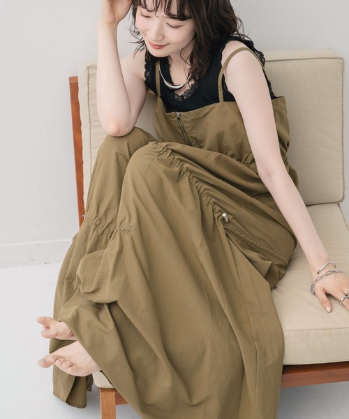 RETRO GIRL（レトロガール）の「2wayナイロンキャミOP（ワンピース・レディース・ナチュラル/ブラック/グリーン・FREE）」の3枚目の写真