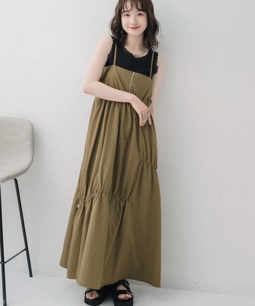 RETRO GIRL（レトロガール）の「2wayナイロンキャミOP（ワンピース・レディース・ナチュラル/ブラック/グリーン・FREE）」の18枚目の写真