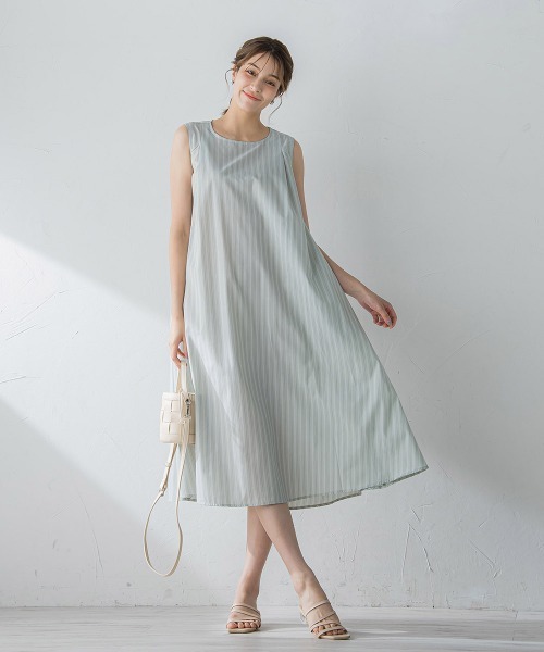 ketty(ケティ)の「TCブライトノースリーブテントワンピース≪手洗い可能≫(ワンピース・レディース・ブルー系その他/パープル系その他/グリーン系その他・M)」の2枚目の写真