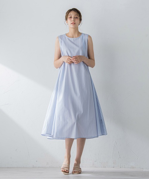 ketty(ケティ)の「TCブライトノースリーブテントワンピース≪手洗い可能≫(ワンピース・レディース・ブルー系その他/パープル系その他/グリーン系その他・M)」の3枚目の写真