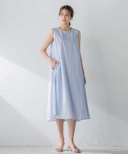 ketty(ケティ)の「TCブライトノースリーブテントワンピース≪手洗い可能≫(ワンピース・レディース・ブルー系その他/パープル系その他/グリーン系その他・M)」の9枚目の写真