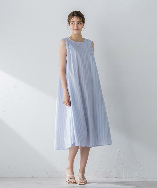 ketty(ケティ)の「TCブライトノースリーブテントワンピース≪手洗い可能≫(ワンピース・レディース・ブルー系その他/パープル系その他/グリーン系その他・M)」の10枚目の写真