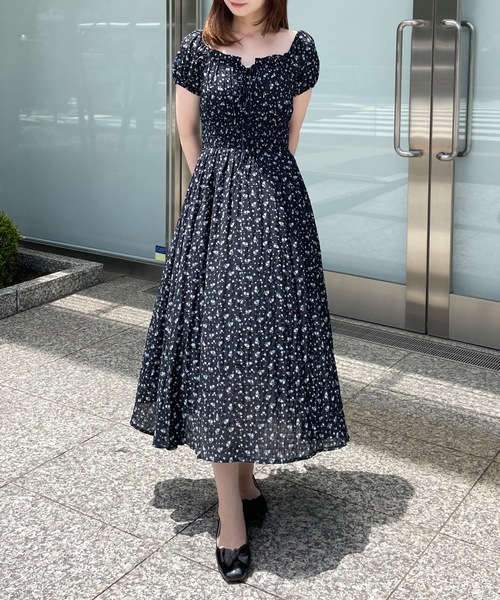 one way（ワンウェイ）の「フロントリボンパフスリーブワンピース