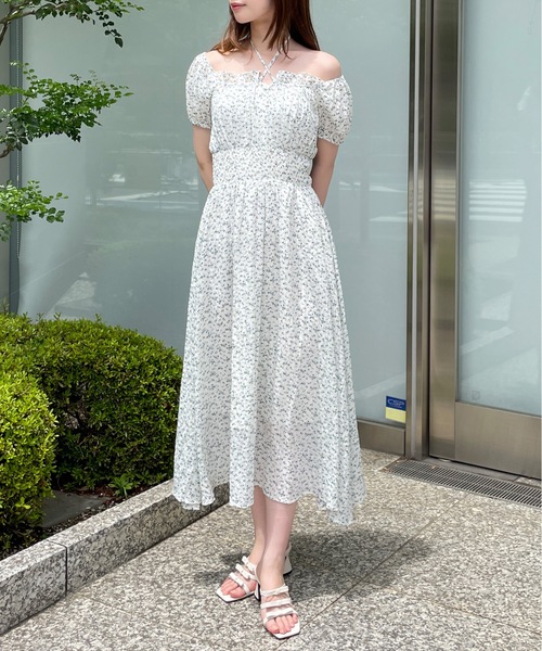 one way（ワンウェイ）の「フロントリボンパフスリーブワンピース