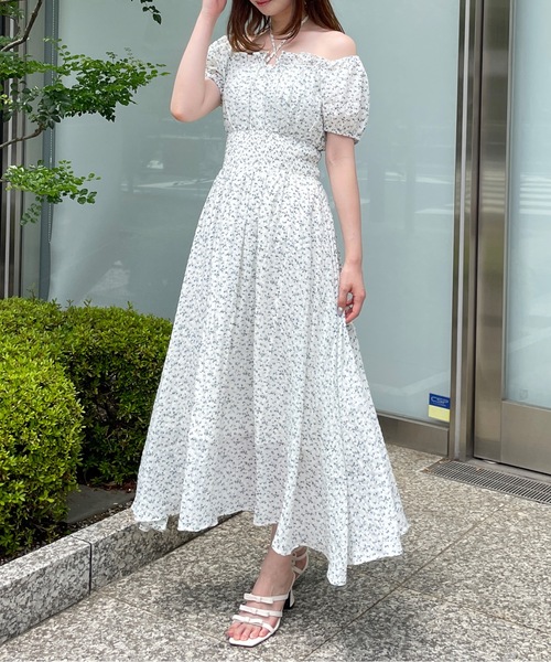 one way（ワンウェイ）の「フロントリボンパフスリーブワンピース