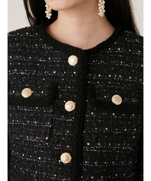 LILY BROWN（リリーブラウン）の「ツイードジャケット（ノーカラージャケット・レディース・グリーン/ブラック/アイボリー・FREE）」の11枚目の写真