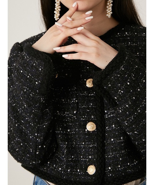 新品　リリーブラウン　ツイードジャケット ツイードジャケット（ノーカラージャケット/コート）｜LILY