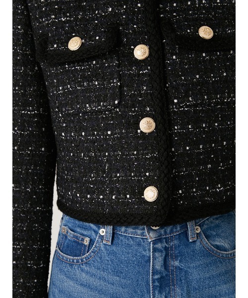 LILY BROWN（リリーブラウン）の「ツイードジャケット（ノーカラージャケット・レディース・グリーン/ブラック/アイボリー・FREE）」の14枚目の写真