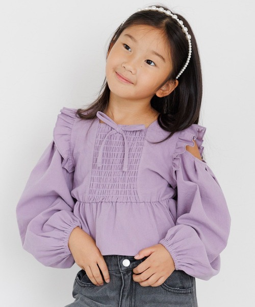 10C REPIPI（ジューシーレピピ）の「【10C REPIPI】ペプラム2WAYブラウス（シャツ/ブラウス・キッズ・ブラック/パープル・110cm/130cm/120cm）」の2枚目の写真