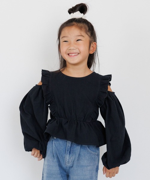 10C REPIPI（ジューシーレピピ）の「【10C REPIPI】ペプラム2WAYブラウス（シャツ/ブラウス・キッズ・ブラック/パープル・110cm/130cm/120cm）」の5枚目の写真