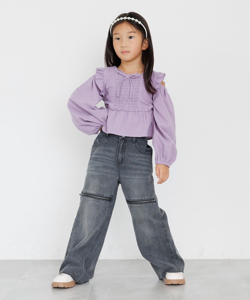 10C REPIPI（ジューシーレピピ）の「【10C REPIPI】ペプラム2WAYブラウス（シャツ/ブラウス・キッズ・ブラック/パープル・110cm/130cm/120cm）」の7枚目の写真