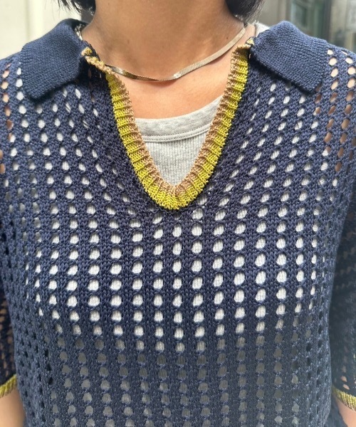 nemne store(ネンネストア)の「【keel】メッシュスキッパーニット(ニット/セーター・レディース・ネイビー/ブラウン・MEDIUM/SMALL)」の13枚目の写真